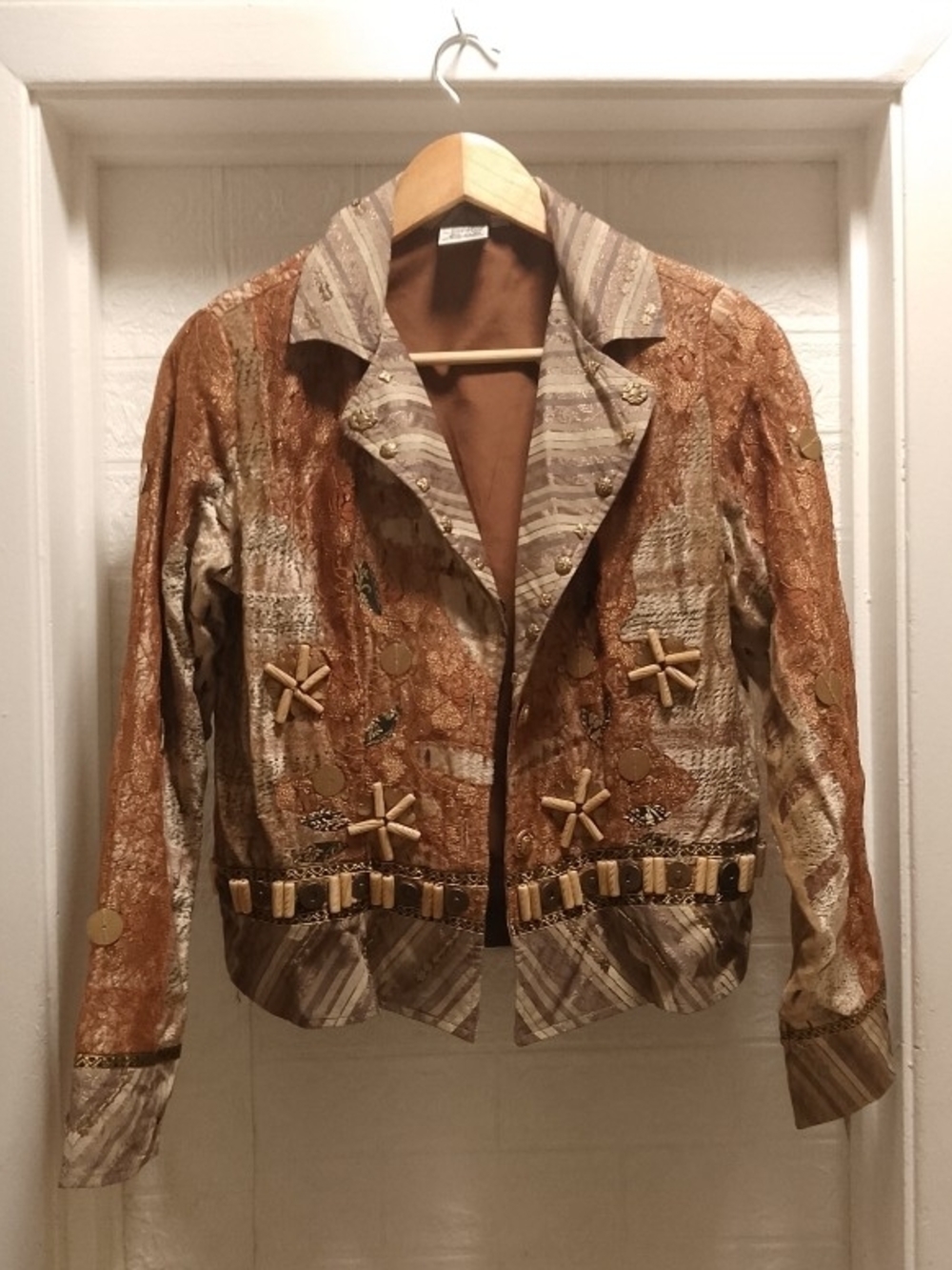 Parsley & Sage Brown and Tan Embellished Blazer
